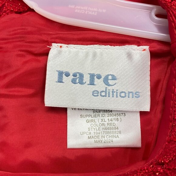 Rare Editions Girls Red Glitter Lace Tulle Dress With Cap Sleeves XL‎ 14-16  NWT - Picture 11 of 13